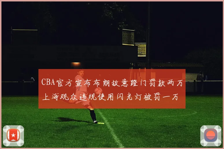 CBA官方宣布布朗故意蹬门罚款两万上海观众违规使用闪光灯被罚一万